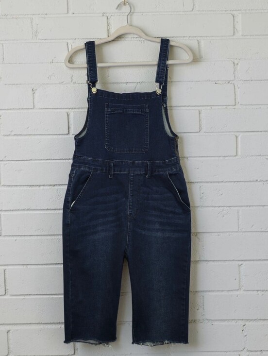 Judy Blue Denim - Judy Blue Overall Cut Off Jean Short Dark Stretch Denim Women's Size Large